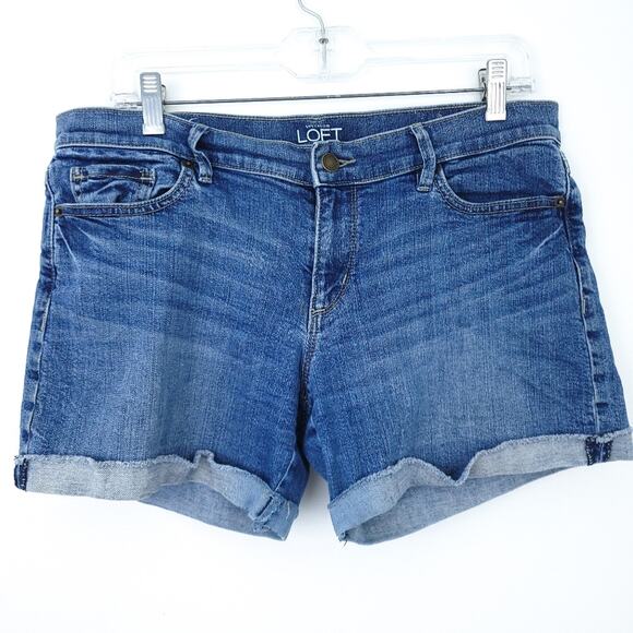 LOFT Blue Jean Shorts Size 6 Original, Denim Cutoff, Rolled Up Women Shorts - Picture 1 of 5